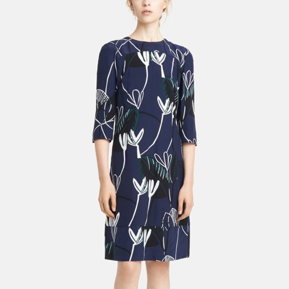 Marni Dress SS/14 Navy Floral Silk Mini Dress